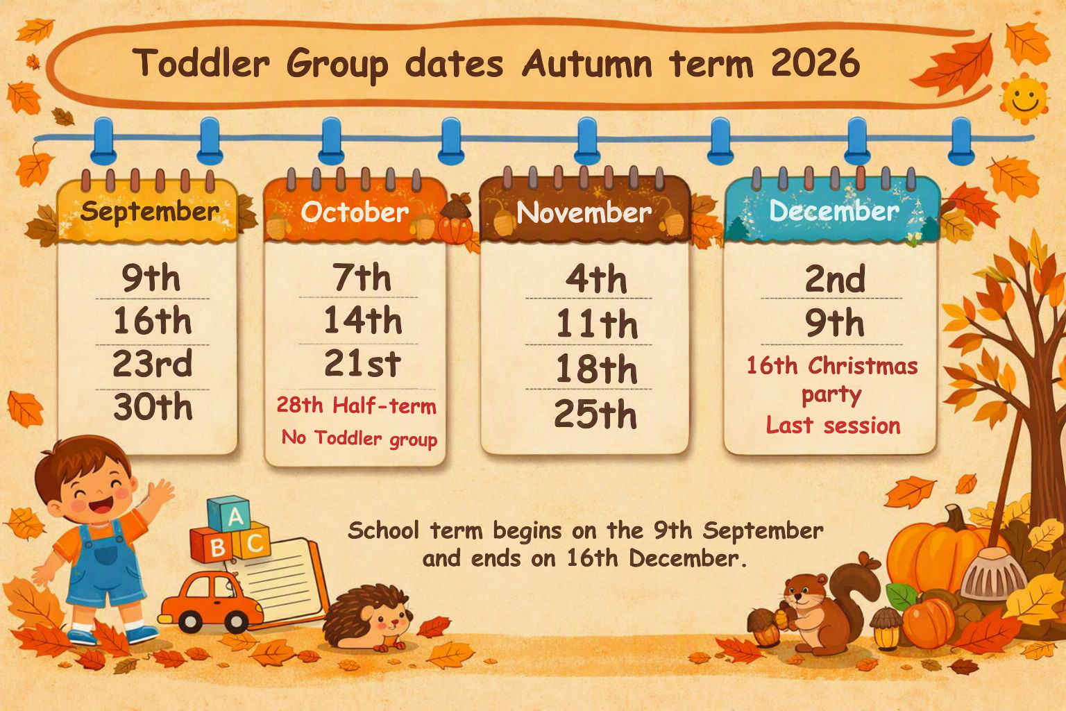 Toddler Group dates